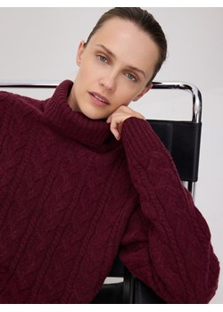 Reserved - Golf o warkoczowym splocie z wełną - bordowy ze sklepu Reserved w kategorii Swetry męskie - zdjęcie 188127676