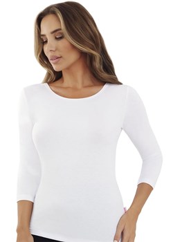 Bluzka damska z rękawem 7/8 biała Ina, Kolor biały, Rozmiar L, EMILI ze sklepu Intymna w kategorii Podkoszulki i halki - zdjęcie 188127868
