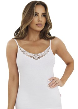 Biała bluzka na ramiączkach z koronką Niko, Kolor biały, Rozmiar L, EMILI ze sklepu Intymna w kategorii Podkoszulki i halki - zdjęcie 188127886