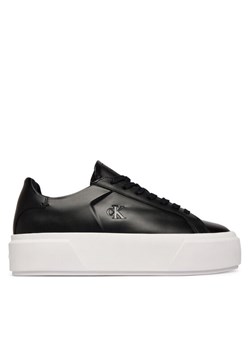 Sneakersy Calvin Klein Flatform Lace Up Lth YW0YW01928 Czarny ze sklepu eobuwie.pl w kategorii Buty sportowe damskie - zdjęcie 188128895