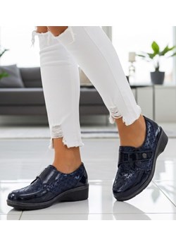 Damskie półbuty z rzepem Granatowe /G8-2 12587 T213/ ze sklepu Pantofelek24.pl w kategorii Półbuty damskie - zdjęcie 188133026