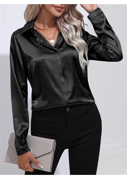 Damska satynowa klasyczna koszula - Czarny S ze sklepu Intimica.pl w kategorii Koszule damskie - zdjęcie 188133616