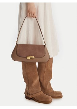Torebka Calvin Klein Hardware Brushed Shoulder Bag LV04F3337G Beżowy ze sklepu eobuwie.pl w kategorii Torebki damskie - zdjęcie 188133749