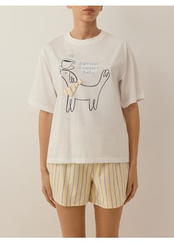 Reserved - Dwuczęściowa piżama z nadrukiem - jasnożółty ze sklepu Reserved w kategorii Piżamy damskie - zdjęcie 188134875