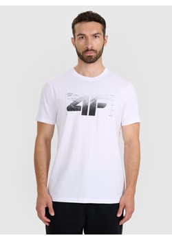 Męski t-shirt z nadrukiem 4F 4FWAW25TTSHM2359 - biały ze sklepu Sportstylestory.com w kategorii T-shirty męskie - zdjęcie 188136228
