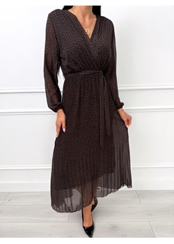 Brązowa Plisowana Sukienka w Panterkę ze sklepu ModnaKiecka.pl w kategorii Sukienki - zdjęcie 188136516