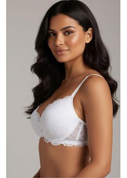 Biustonosz balkonetka koronkowa push-up biała 322.01 Karina, Kolor biały, Rozmiar 75B, KLEO ze sklepu Intymna w kategorii Biustonosze - zdjęcie 188138416