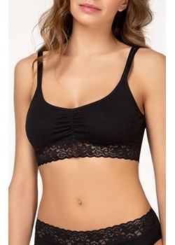 Biustonosz top bawełniany miękki z koronką czarny 277 Lola, Kolor czarny, Rozmiar S, KLEO ze sklepu Intymna w kategorii Biustonosze - zdjęcie 188138429