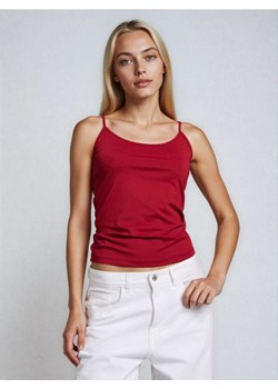 Sinsay - Gładki top na cienkich ramiączkach - bordowy ze sklepu Sinsay w kategorii Bluzki damskie - zdjęcie 188139999