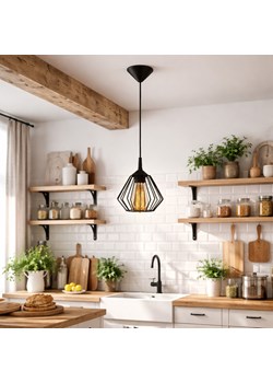 Czarna 1-płomienna lampa wisząca do kuchni druciana loft KENITRA LOFT ze sklepu Lysne w kategorii Lampy wiszące - zdjęcie 188140378
