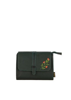 zielona torebka damska skórzana z haftem na ramię Haftka ze sklepu Słoń Torbalski w kategorii Listonoszki - zdjęcie 188140537