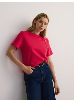 Reserved - T-shirt z bawełny merceryzowanej - fuksja ze sklepu Reserved w kategorii Bluzki damskie - zdjęcie 188140649