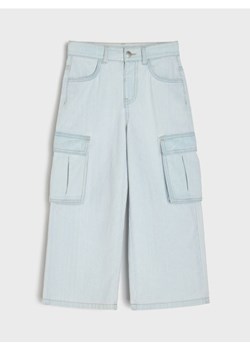 Sinsay - Jeansy cargo wide leg z efektem sprania - niebieski ze sklepu Sinsay w kategorii Spodnie dziewczęce - zdjęcie 188140919