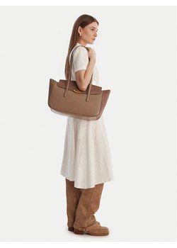 Torebka Calvin Klein Hardware Brushed Flap Tote Bag LV04F3336G Beżowy ze sklepu eobuwie.pl w kategorii Torby Shopper bag - zdjęcie 188141088