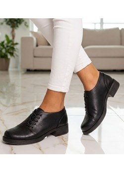 Czarne ażurowe damskie półbuty trzewiki /E10-2 16237 G189/ ze sklepu Pantofelek24.pl w kategorii Półbuty damskie - zdjęcie 188141326