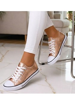 Sznurowane klasyczne trampki damskie /A6-3 16402 G168/ ze sklepu Pantofelek24.pl w kategorii Trampki damskie - zdjęcie 188141348