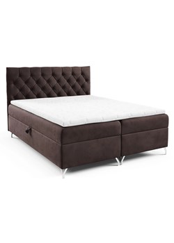 Ciemnobrązowe welurowe łóżko pikowane 5 rozmiarów - Lunavello 3X ze sklepu Edinos.pl w kategorii Łóżka i materace - zdjęcie 188141587