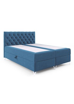 Niebieskie łóżko kontynentalne z pojemnikiem 5 rozmiarów - Lunavello 4X ze sklepu Edinos.pl w kategorii Łóżka i materace - zdjęcie 188141607