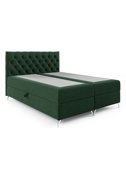 Ciemnozielone tapicerowane welurem łóżko 5 rozmiarów - Lunavello 4X ze sklepu Edinos.pl w kategorii Łóżka i materace - zdjęcie 188141629
