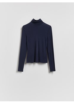 Reserved - Longsleeve z wiskozą - granatowy ze sklepu Reserved w kategorii Bluzki damskie - zdjęcie 188141789