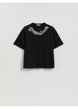 Reserved - T-shirt z imitacją pereł - czarny ze sklepu Reserved w kategorii Bluzki damskie - zdjęcie 188141806