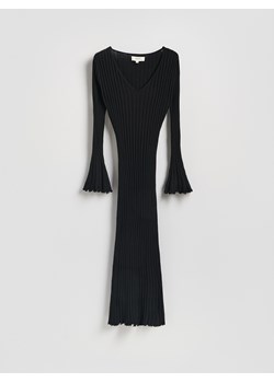 Reserved - Prążkowana sukienka z wiskozy - czarny ze sklepu Reserved w kategorii Sukienki - zdjęcie 188141905