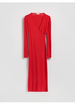 Reserved - Prążkowana sukienka z wiązaniem - czerwony ze sklepu Reserved w kategorii Sukienki - zdjęcie 188141907