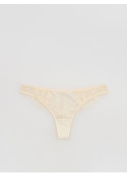 Reserved - Koronkowe majtki stringi - złamana biel ze sklepu Reserved w kategorii Majtki damskie - zdjęcie 188141976