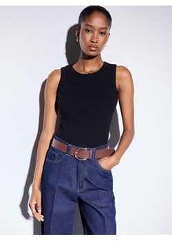 Mohito - Prążkowany czarny top - czarny ze sklepu Mohito w kategorii Bluzki damskie - zdjęcie 188142547