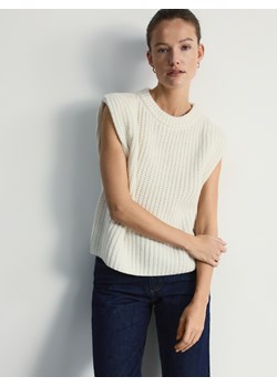 Reserved - Dzianinowa kamizelka z wełną - kremowy ze sklepu Reserved w kategorii Swetry damskie - zdjęcie 188142638