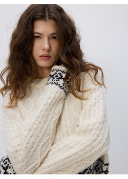 Reserved - Wełniany sweter - złamana biel ze sklepu Reserved w kategorii Swetry damskie - zdjęcie 188143578