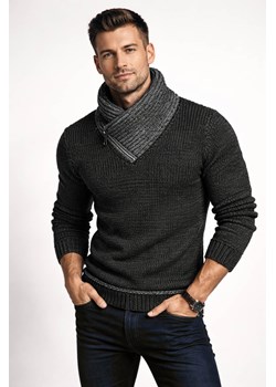 Sweter męski z kominem czarny Recea ze sklepu Recea.pl w kategorii Swetry męskie - zdjęcie 188144676
