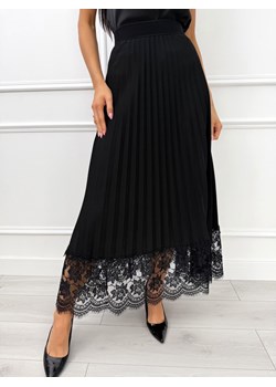 Czarna Plisowana Spódnica z Koronką ze sklepu ModnaKiecka.pl w kategorii Spódnice - zdjęcie 188144797
