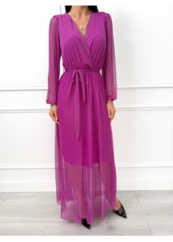 Fioletowa Połyskująca Sukienka Maxi z Siateczki ze sklepu ModnaKiecka.pl w kategorii Sukienki - zdjęcie 188144838