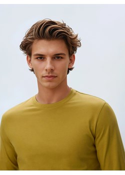 Reserved - Longsleeve z merceryzowanej bawełny - jasny zielony ze sklepu Reserved w kategorii T-shirty męskie - zdjęcie 188145159