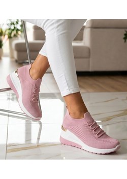 Wsuwane różowe buty sportowe na platformie /A3-3 11734 T399/ ze sklepu Pantofelek24.pl w kategorii Buty sportowe damskie - zdjęcie 188145167