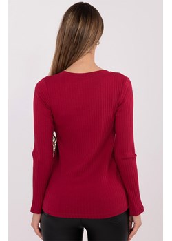 Bordowa dopasowana bluzka damska w prążek RV-BZ-A1045.99, Kolor bordowy, Rozmiar S/M, Rue Paris ze sklepu Primodo w kategorii Bluzki damskie - zdjęcie 188146039
