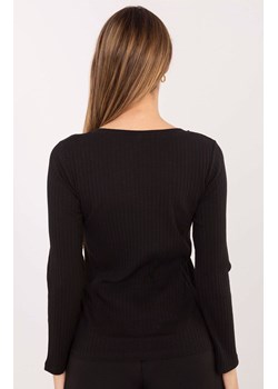 Czarna dopasowana bluzka damska w prążek RV-BZ-A1045.99, Kolor czarny, Rozmiar S/M, Rue Paris ze sklepu Primodo w kategorii Bluzki damskie - zdjęcie 188146047