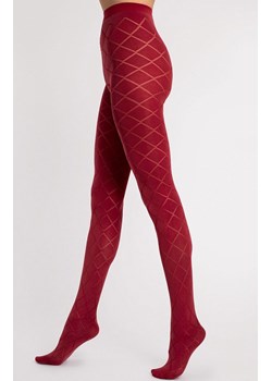 Czerwone rajstopy damskie z mikrofibry w romby FUSIL 40 DEN, Kolor czerwony, Rozmiar 2, Fiore ze sklepu Primodo w kategorii Rajstopy - zdjęcie 188146078