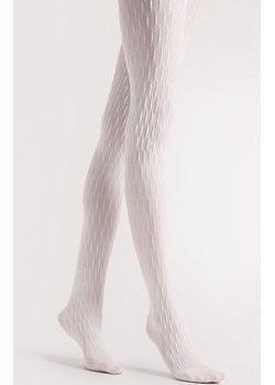 Wzorzyste rajstopy damskie białe STEREO 40 DEN, Kolor biały, Rozmiar 2, Fiore ze sklepu Primodo w kategorii Rajstopy - zdjęcie 188146087