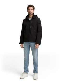 Tom Tailor Męska kurtka przeciwdeszczowa Mężczyźni Sztuczne włókno czarny jednolity ze sklepu vangraaf w kategorii Kurtki męskie - zdjęcie 188149728