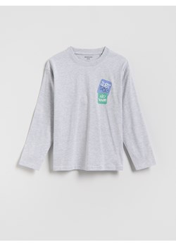 Reserved - Bawełniany longsleeve - jasnoszary ze sklepu Reserved w kategorii T-shirty chłopięce - zdjęcie 188150255