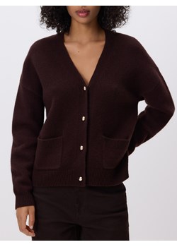 Reserved - Wełniany kardigan - ciemnobrązowy ze sklepu Reserved w kategorii Swetry damskie - zdjęcie 188150409