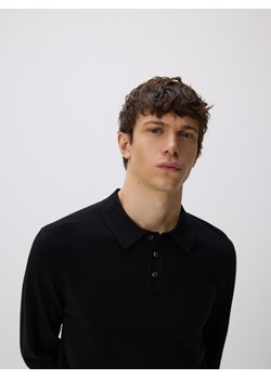 Reserved - Sweter polo z bawełną - czarny ze sklepu Reserved w kategorii Swetry męskie - zdjęcie 188150415