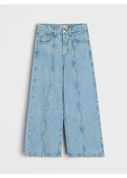 Sinsay - Jeansy wide leg z efektem sprania - niebieski ze sklepu Sinsay w kategorii Spodnie dziewczęce - zdjęcie 188151298