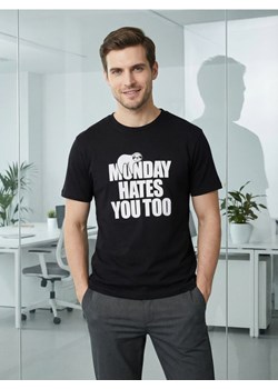 Sinsay - Bawełniana koszulka z nadrukiem - czarny ze sklepu Sinsay w kategorii T-shirty męskie - zdjęcie 188151375