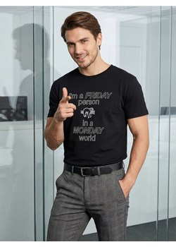 Sinsay - Bawełniana koszulka z napisem - czarny ze sklepu Sinsay w kategorii T-shirty męskie - zdjęcie 188151379