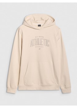Męska bluza dresowa nierozpinana z kapturem 4F 4FRSS25TSWSM2201 - beżowa ze sklepu Sportstylestory.com w kategorii Bluzy męskie - zdjęcie 188151998