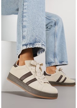 Beżowo-Brązowe Sneakersy Ozdobione Paskami Dolirenna ze sklepu renee.pl w kategorii Buty sportowe damskie - zdjęcie 188153808