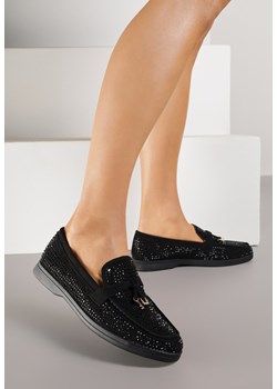 Czarne Mokasyny Ozdobione Cyrkoniami i Aplikacjami Isirsyss ze sklepu born2be.pl w kategorii Mokasyny damskie - zdjęcie 188154565